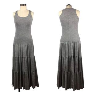 CAbi Gray Tiered Maxi Dress S